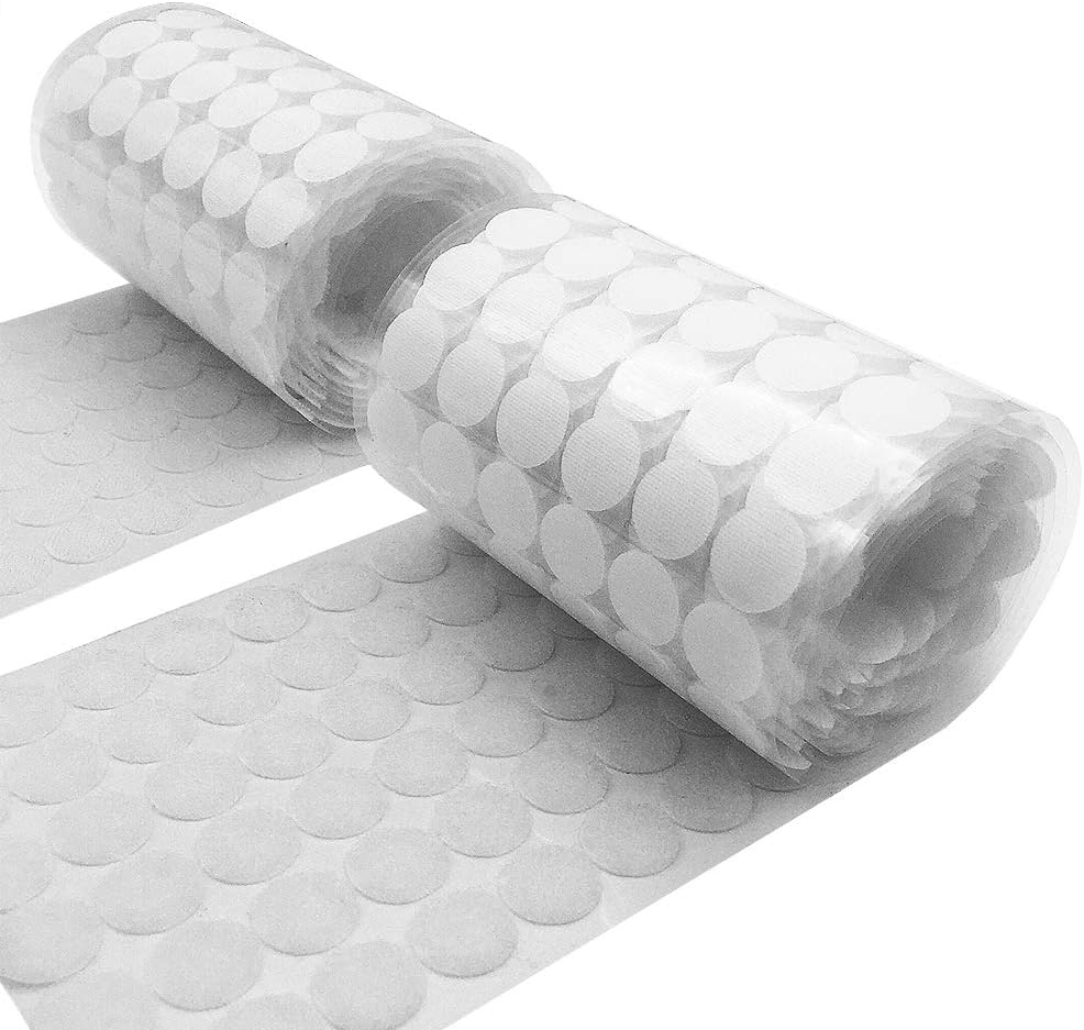Self Adhesive Dots Tapes, 5/8 Inches Hook-and-Loop Coins with Strong Sticky for Classroom, Craft, Education Activities - 1000 Pcs (500 Sets, White)