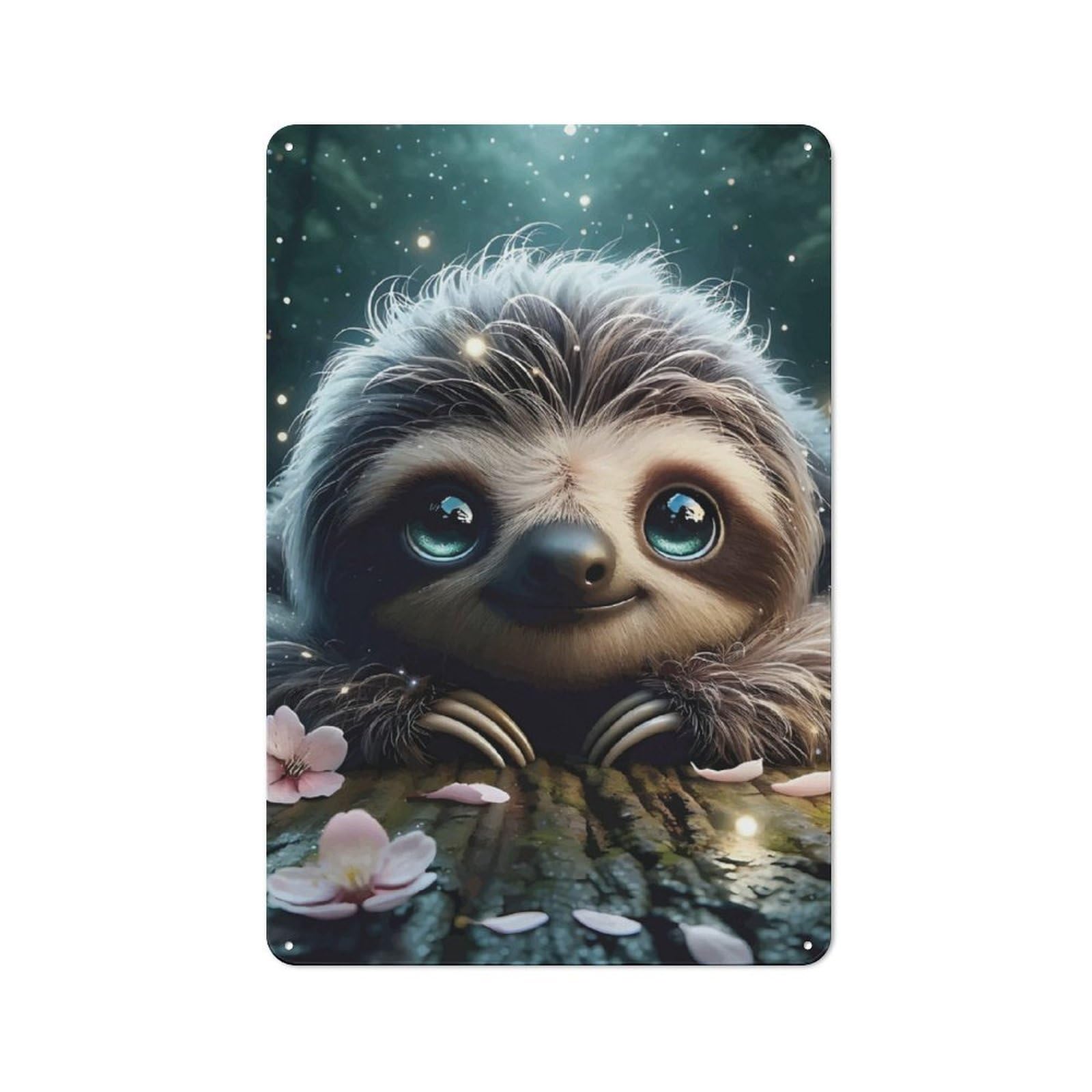 Junmoney Blissful Smiling Sloth Rustic Tin Wall Plaque 30X20cm For Guest Room Or Hallway, For Garage, Workshop And Man Cave Decoration