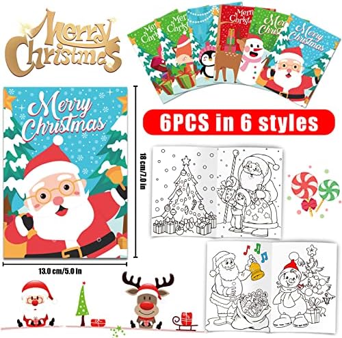 VEYLIN Christmas Colouring Books for Kids, DIY Art Book with Christmas Pattern, Colour Your Own Story Booklet for Xmas Party Bag Filler