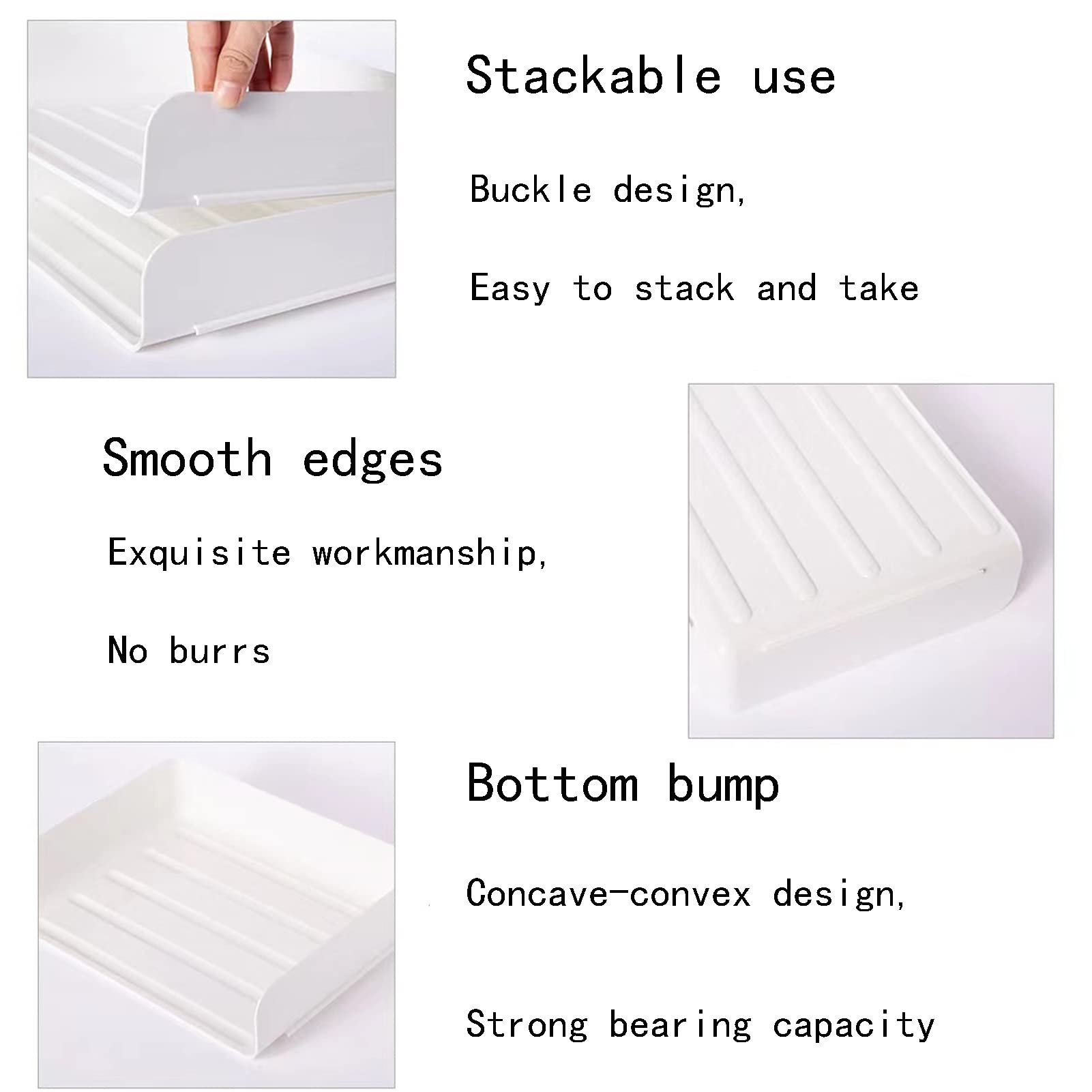 Paquete de 2 bandejas apilables blancas para cartas, bandeja organizadora de papel de escritorio A4, soporte de papel de archivo de escritorio con diseño antideslizante para escritorio de