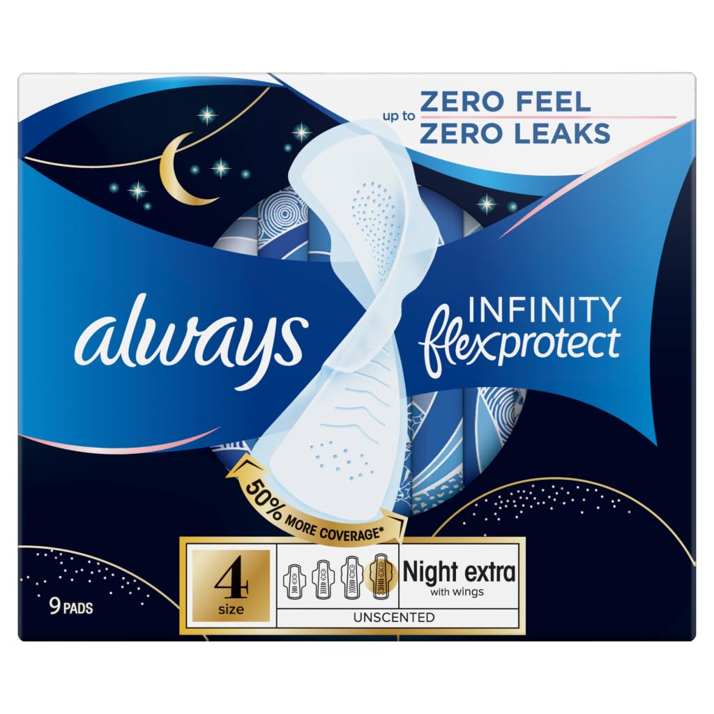 Always Infinity Flex Protect Size 4 Pads Secure Night With Wings