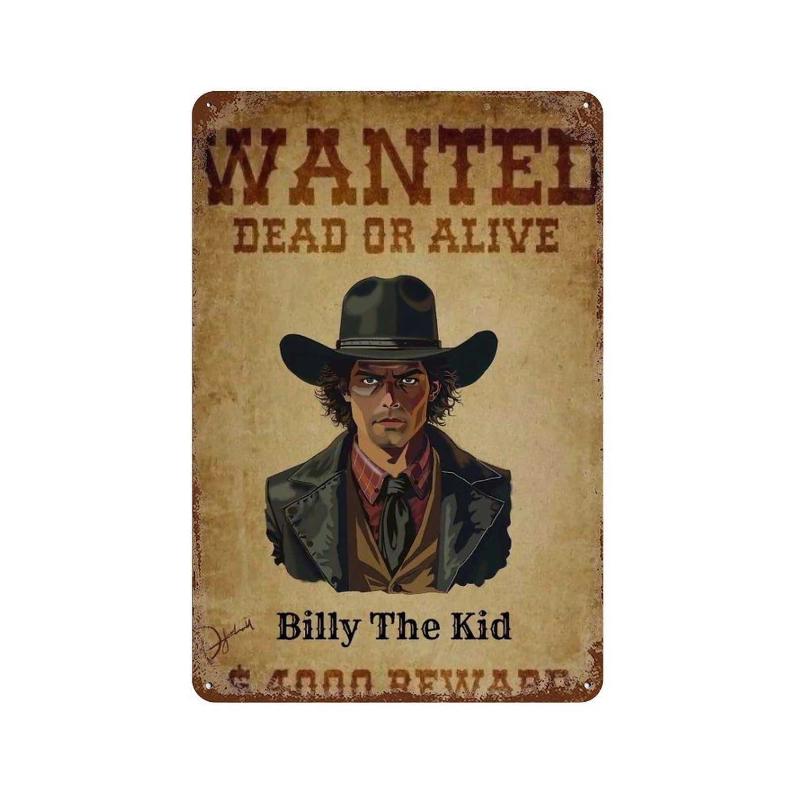 YHGERTKU Billy The Kid Wall Art Retro Iron Vintage Metal Tin Sign Poster Modern Decor for Living Rooms Gift 30x20cm