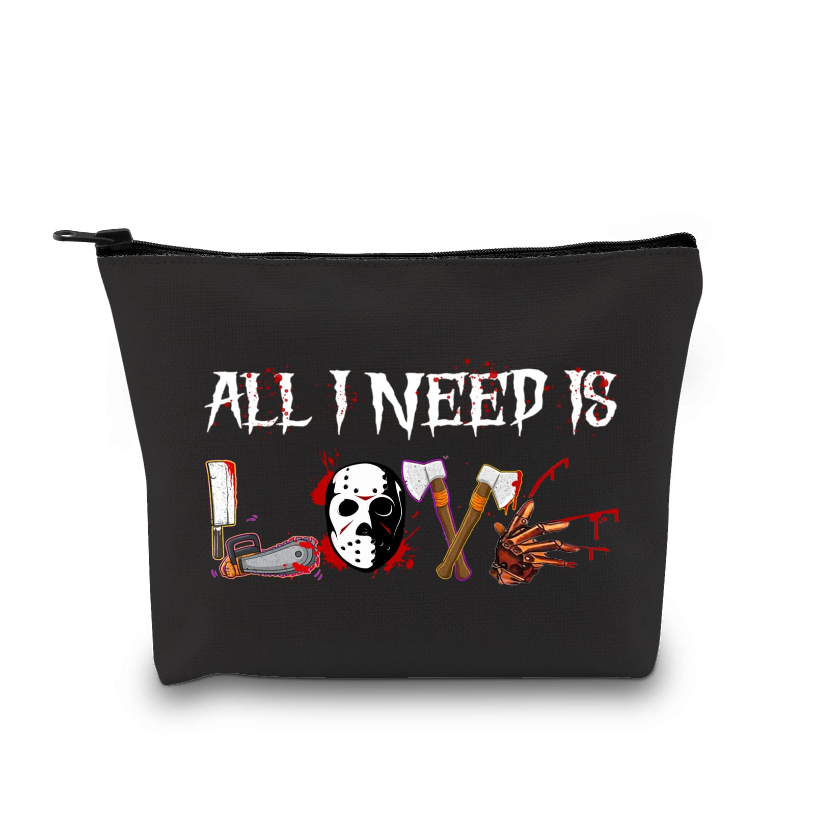 All I Need is Love Makeup Bag Scary Movie Gift Horror Movie Lover Gift Slasher Movie Horror Killers Zipper Pouch (All I Need is Love ku), All I Need Is love Ku, fashion