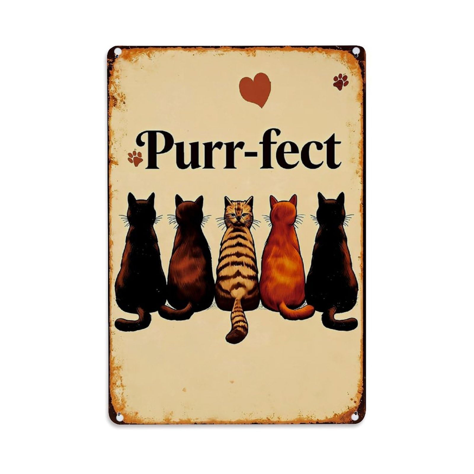 Nestemfo Vintage Five Cats Sitting In Row Tin Sign Metal Sign, Living Room,Bar, Home, Bedroom Wall Decor,Retro Metal Poster 8X12 Inches