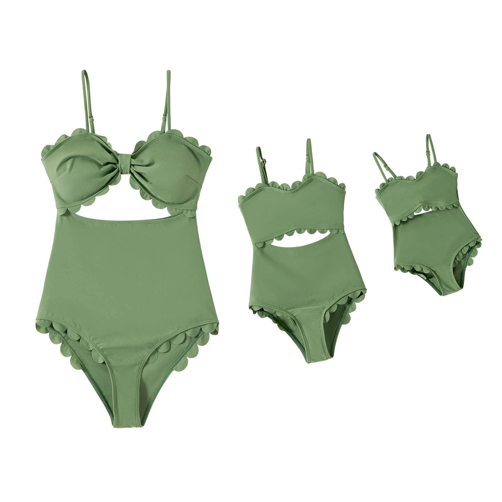 IFFEI Mommy and Me Swimsuits One Piece Cutout Monokini Family Matching Swimwear Bathing Suits
