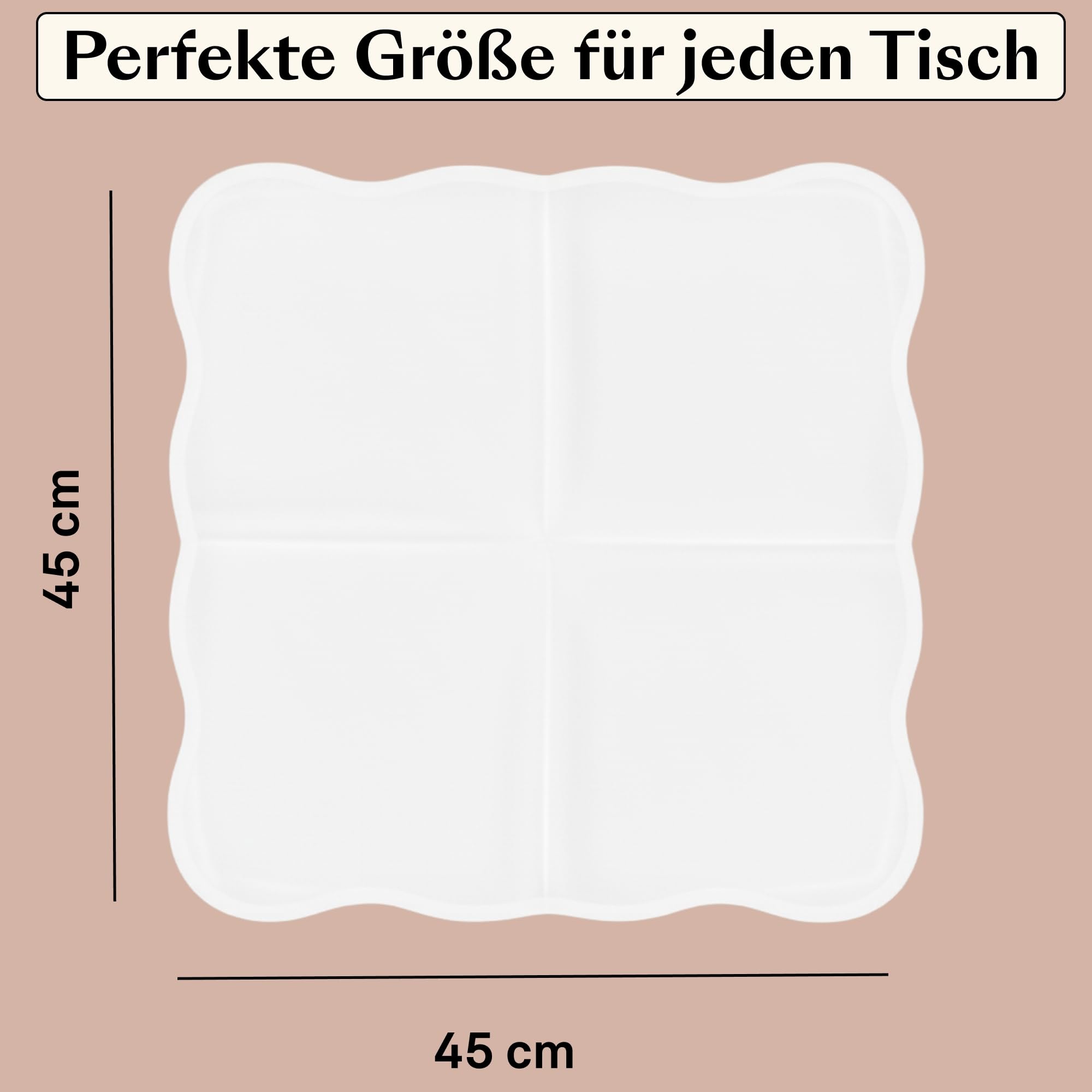 Lot de 12 serviettes en tissu - 45 x 45 cm - Blanc - Avec bord ondulé - En 100 % coton bio - Lavables pour mariage, baptême, anniversaire et Noël - Serviettes de table durables et élégantes