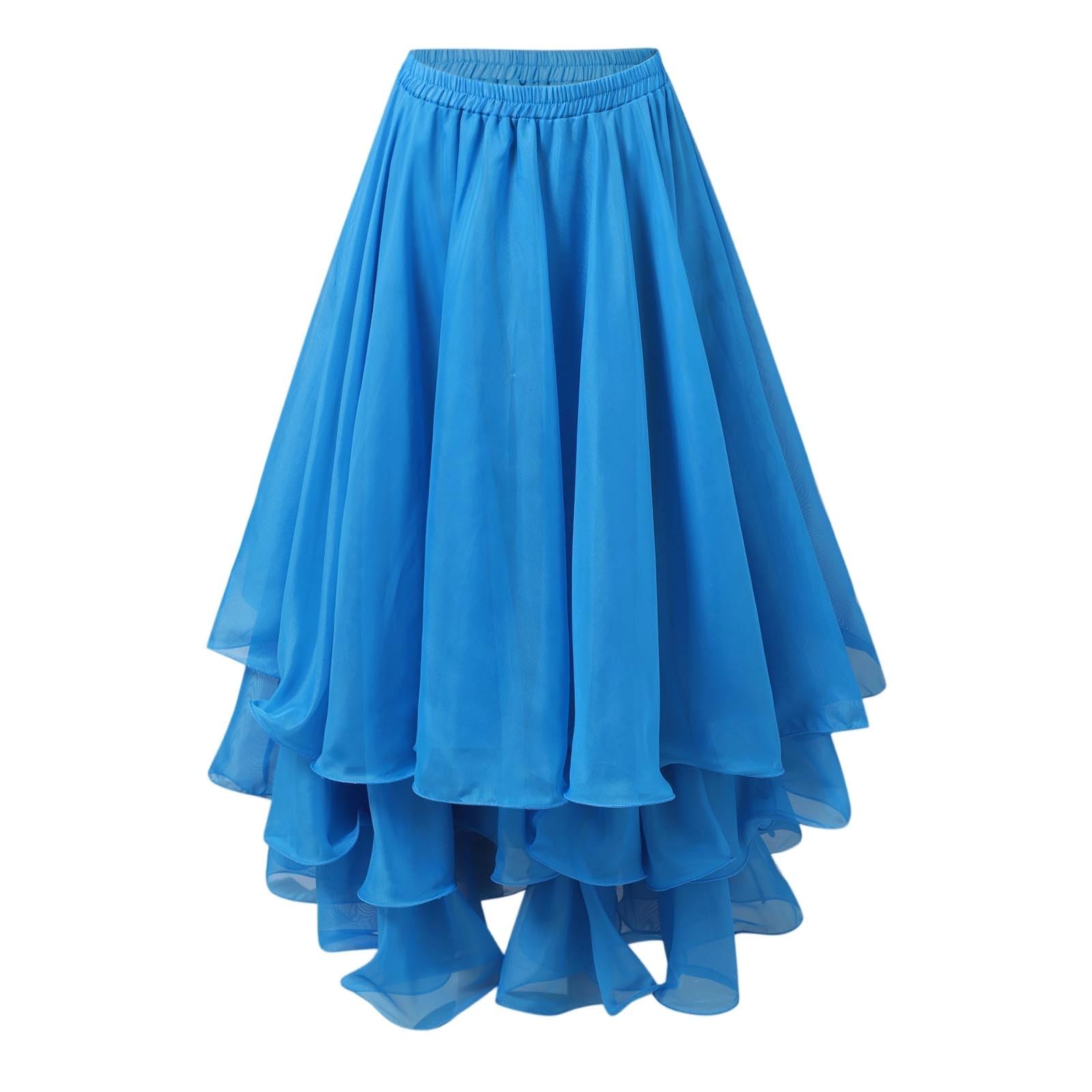 Generisch 2026 Gonna avvolgente in chiffon a tre strati con spacco alto, orlo arrotolato per spettacoli di danza del ventre durante le esibizioni di carnevale