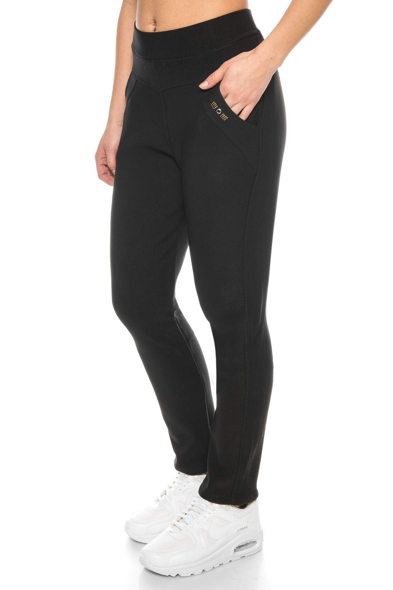 Kendindza - Pantalones térmicos para mujer, con forro polar interior, opacos y con bolsillos