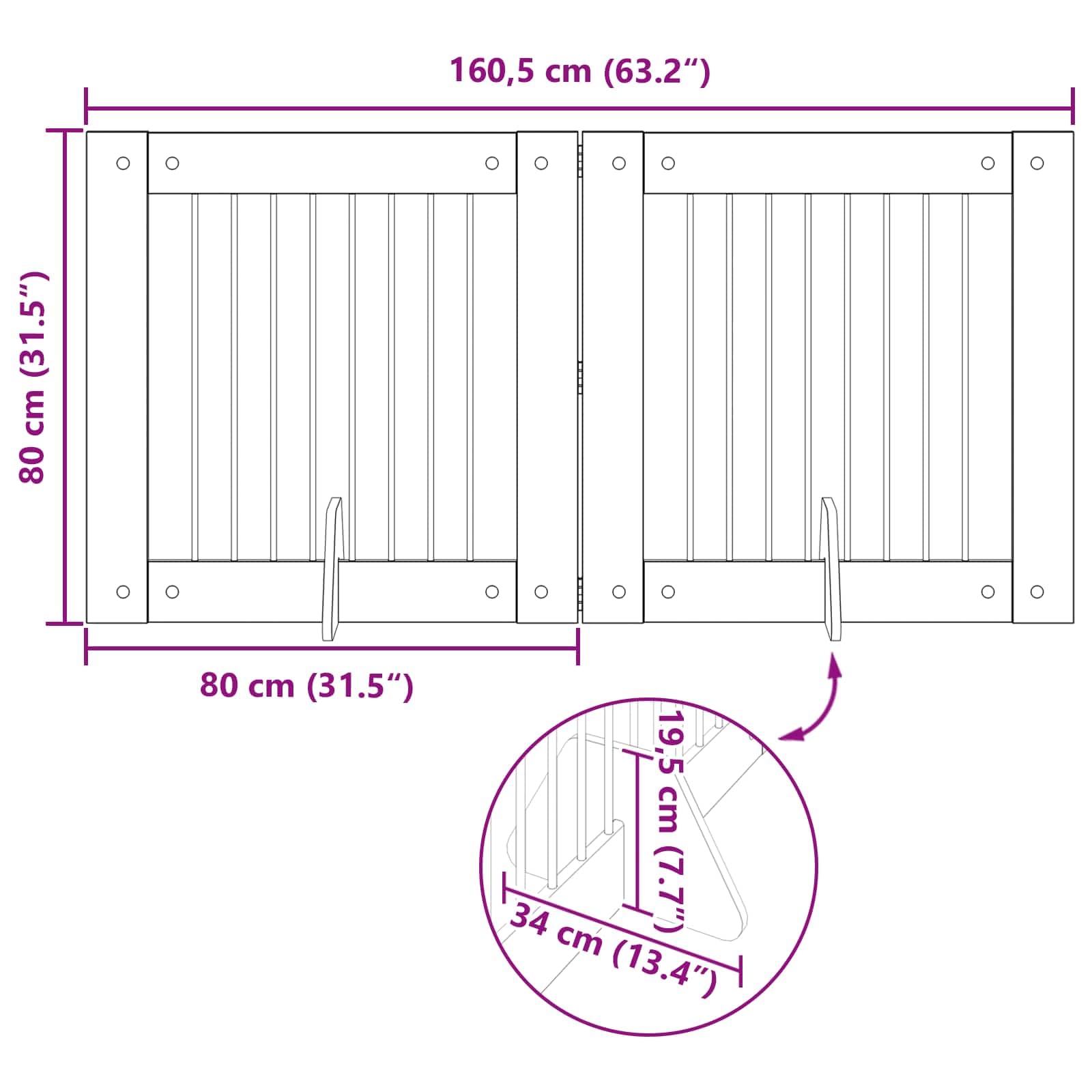 Portería para perros con soporte, 2 piezas de roble ahumado, 80 x 80 cm, plegable, portátil, interior y exterior, resistente, seguro para cachorros y perros protección de entrenamiento