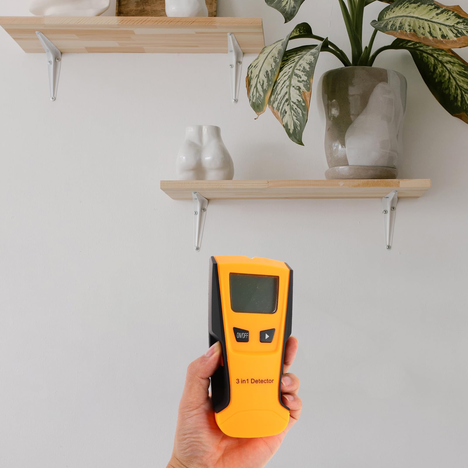 3-in-1 Wanddetektor, Wandmetalldetektor mit Analoganzeige, Orange | Kunststoffgehäuse, Erkennt Metallobjekte und Nägel, Unterstützt Holz und Leitungsortung