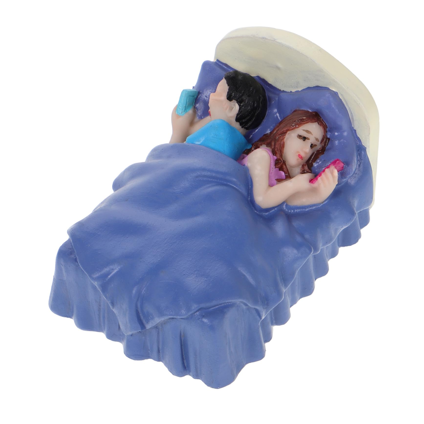 GALPADA Miniatura Cama con Smartphones Figura Decorativa Adictiva para Casa Dormitorio Terapia Psicológica Creatividad Imaginativo