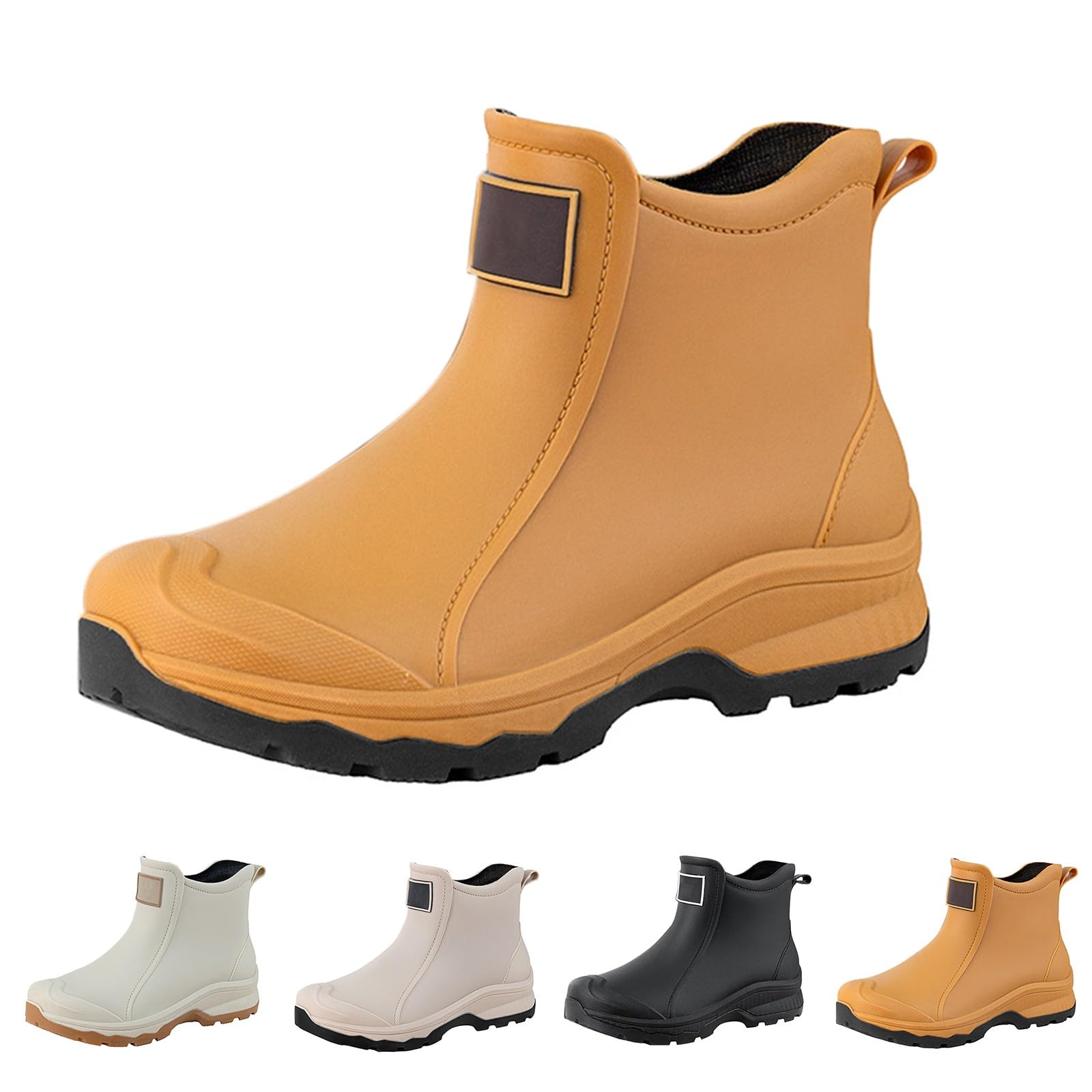 Generisch Stivaletti da pioggia corti da uomo, in pelle, estivi, unisex, per il tempo libero, da pesca, stivali in gomma, impermeabili, antiscivolo, stivali Chelsea