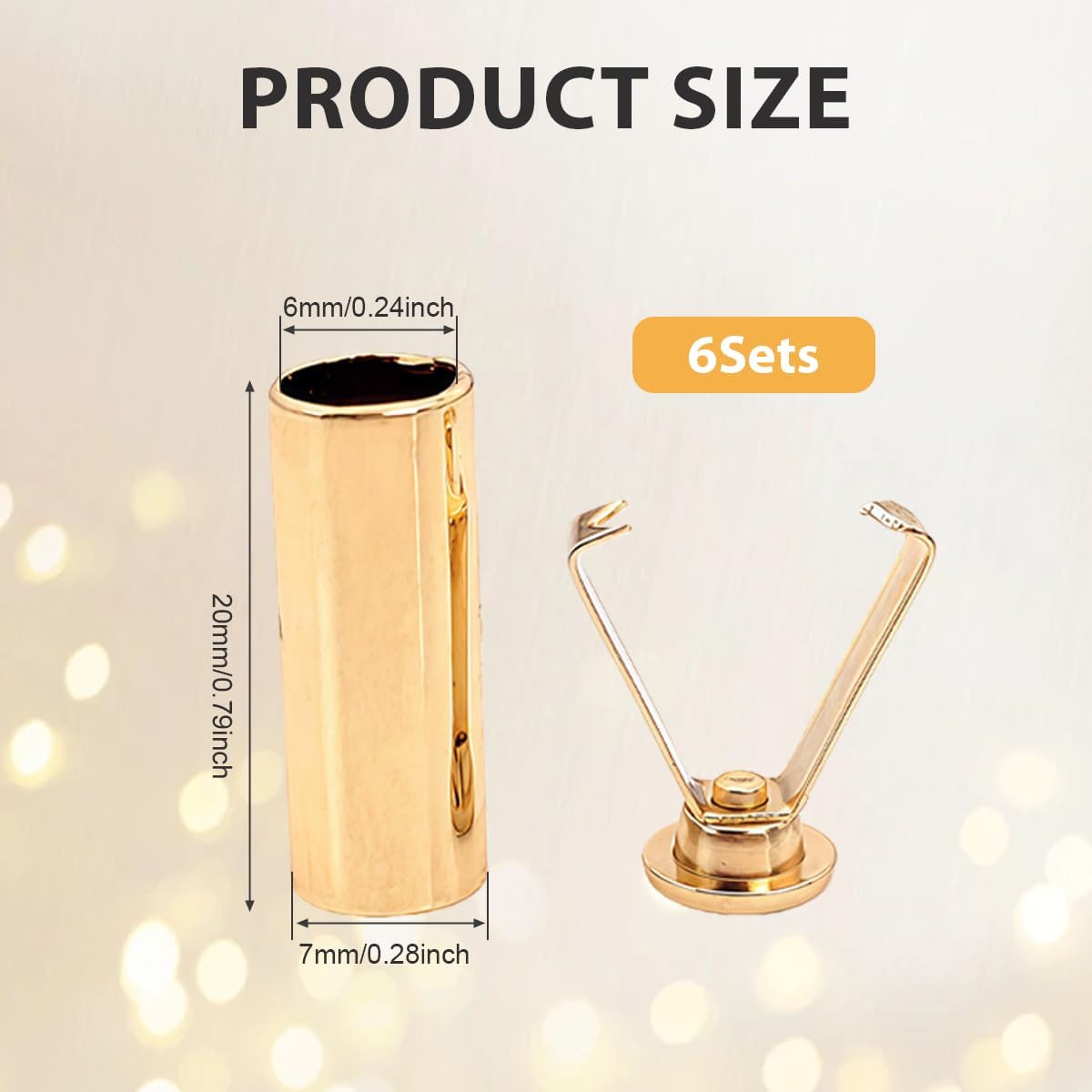 6Stes Cylindrical Shoelace Tips Metal Aglets Ends Replacement for Shoe & Jacket String Repair (Gold Color) image 2