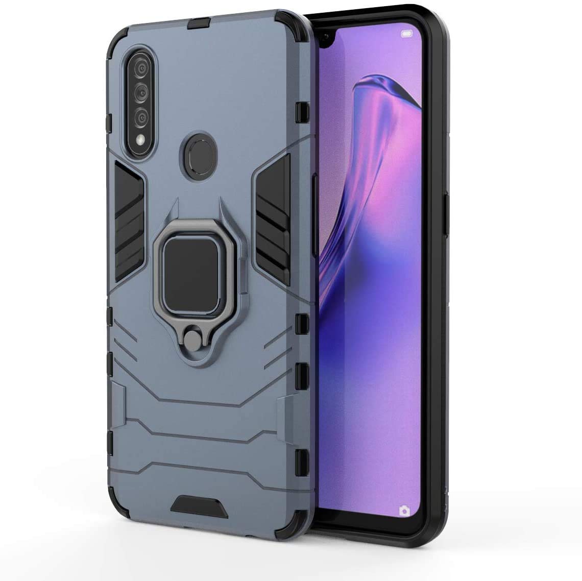 FitSmart Hybrid Armor Shockproof Soft TPU and Hard PC Back Cover with Ring Case for Oppo A31 / CPH2015, CPH2073 - Blue (B08DV71VBB) Amazon Price History, Amazon Price Tracker