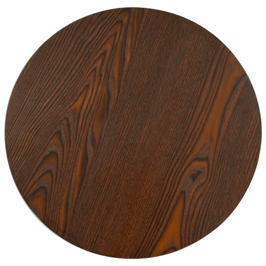 Stół bistro, ciemnobrązowy, 40 cm, MDF, okrągły stół do jadalni dla 2 osób, elegancki stół kuchenny ze stalową podstawą, uniwersalny stół barowy do restauracji i kawiarni