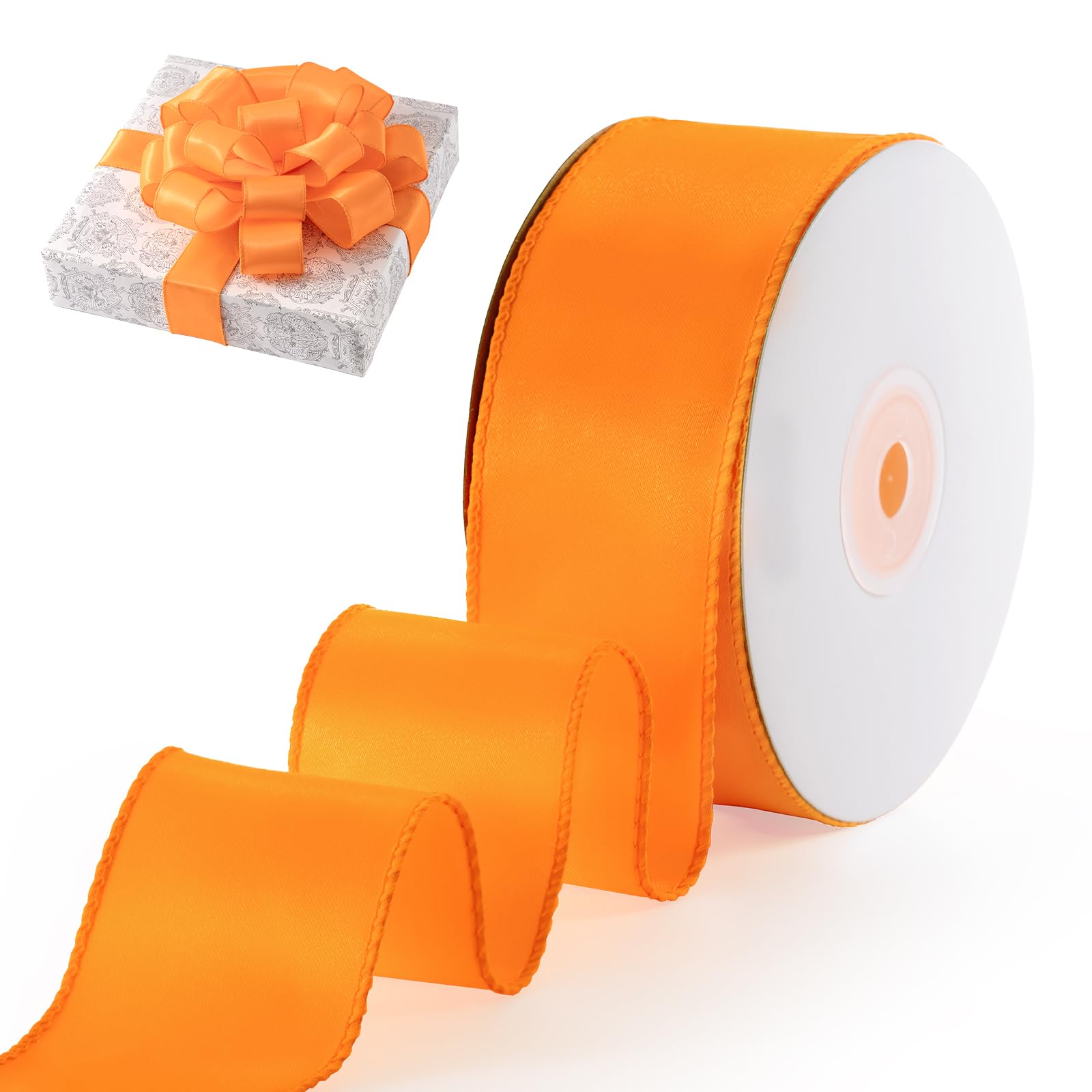 Ruban de satin orange 3,8 cm pour emballage de cadeaux et décoration créative