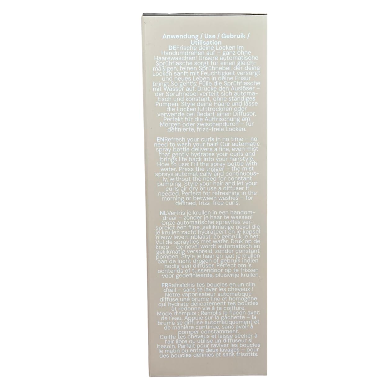 Automatic Power-Mister - elektrische Sprühflasche mit ultra-feinem, gleichmäßigem Sprühnebel zum Befeuchten & Refreshen von Wellen und Locken (Beige)