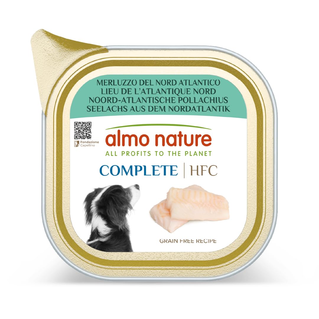 almo nature HFC Complete - Wet Dog Food for Adult Dogs - North Atlantic Cod - Human Grade, Gluten Free, Monoprotein - 85g, Pack of 17