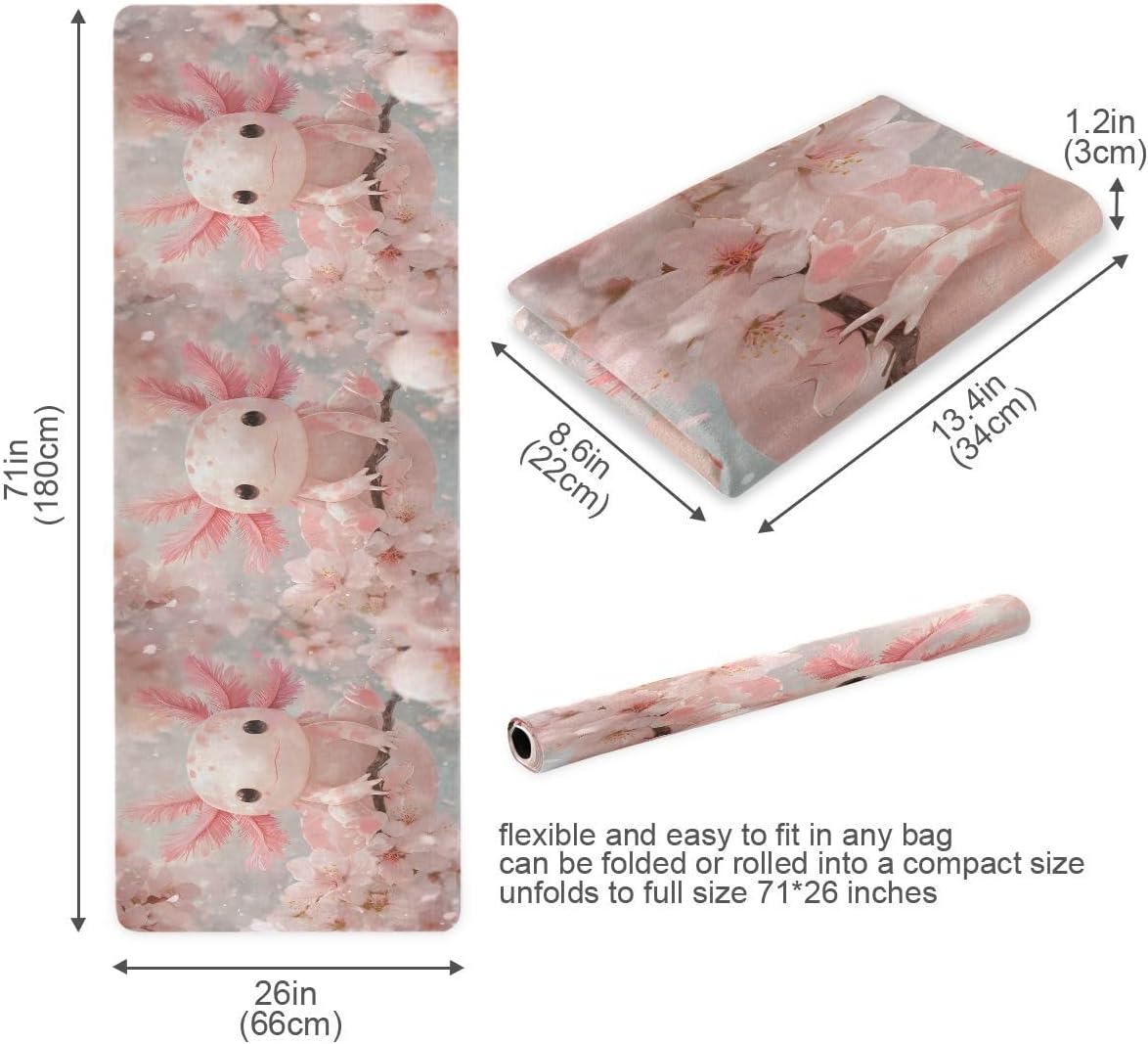 ALAZA Salamander Cherry Blossom Yoga Mat Non Slip Fitness Exercise Mat, Workout Mat for Yoga, Pilates and Floor Exercises