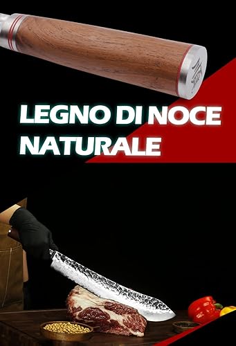 Miniatura 6 de YOUSUNLONG Cuchillo para romper nariz de toro de 14 pulgadas (14.016 in) de longitud extra súper japonés martillado acero Damasco mango de madera de