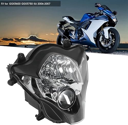 Conjunto de faros delanteros de motocicleta compatible con Suzuki GSXR600 GSXR750 K6 2006 2007 06 07 gsx-r600 gsxr 750 motocicleta plástico faro