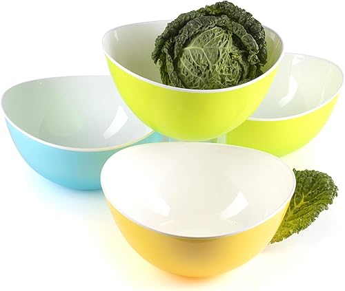 Miniatura 5 de Maxi Nature - Juego de 4 cuencos para ensalada, aptos para microondas, lavavajillas y congelador, cuencos de plástico irrompibles y ligeros, uso
