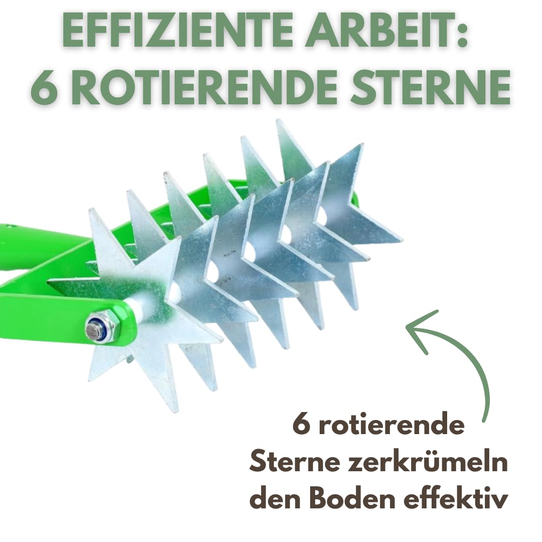 21 cm Kultivator Garten mit 6 Sternen, Gartenfräse, Gartenkralle, Sternfräse 1-Reihe, Rollkultivator, Gartengerät EU-Produktion TMX