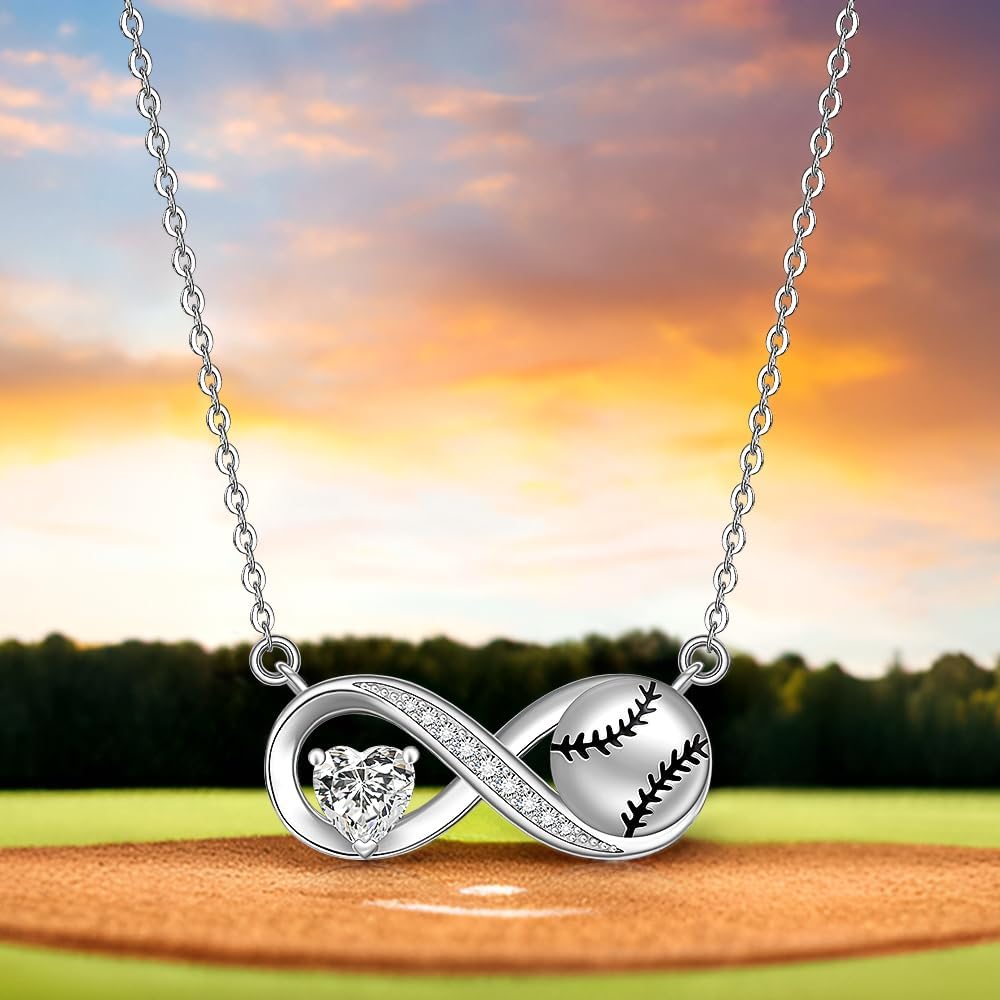 Fenthring Softball Baseball Necklace for Women 925 Sterling Silver Infinity Softball Baseball Necklaces Womens Mothers Day Christmas Gifts Jewelry - Image 5
