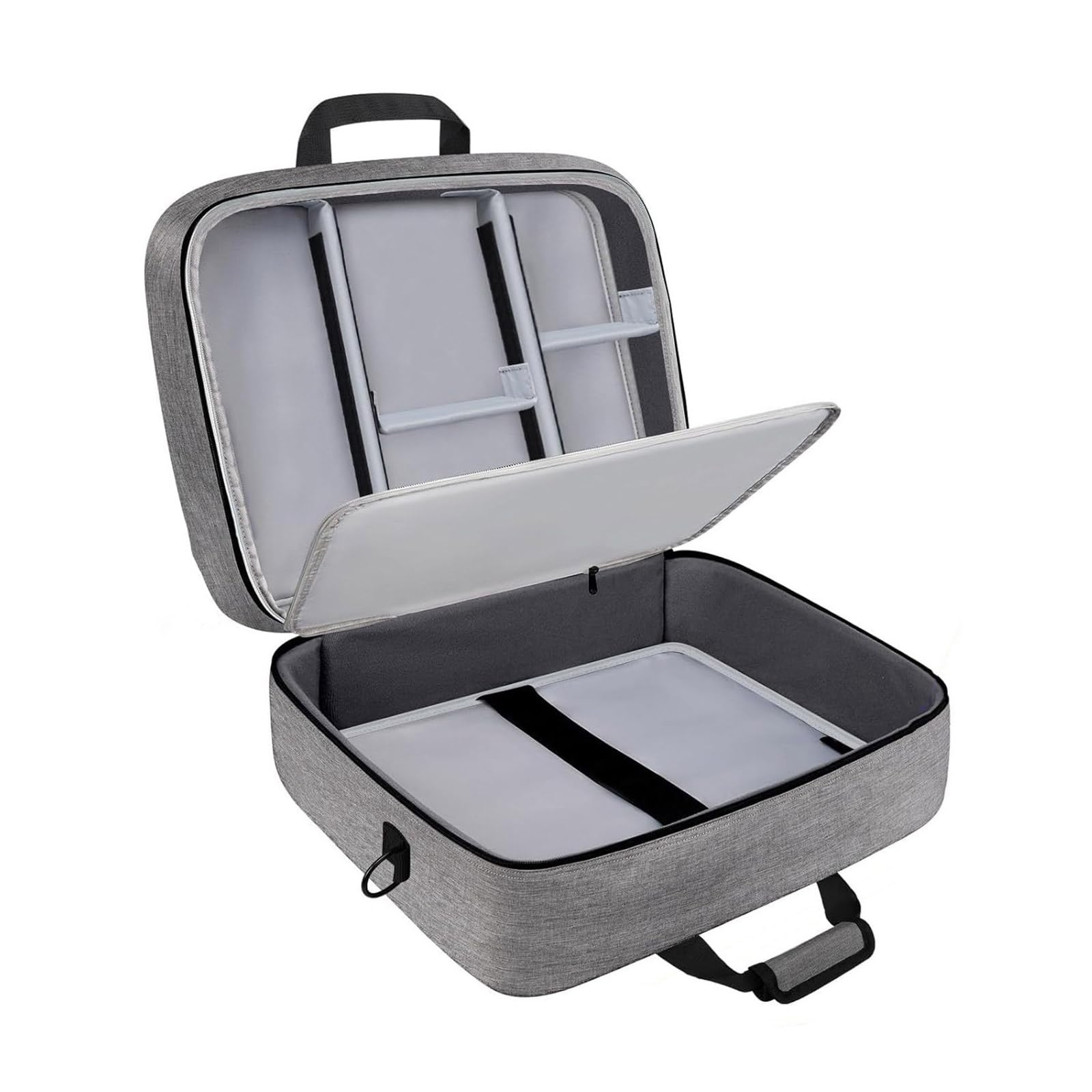 Custodia comfort professionale con registrazione sottile che evidenzia scomparti portaoggetti rinforzati e custodia per attrezzi trasportabile dal piano ergonomico
