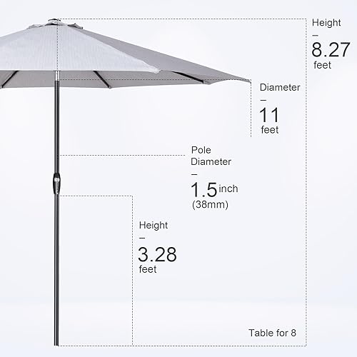Miniatura 16 de Tempera Patio Market Outdoor Table Umbrella with Auto Tilt and Crank,Large Sun Umbrella with Sturdy Pole&Fade resistant canopy,Easy to set Verde
