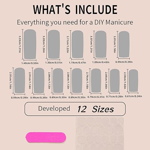 Miniatura 5 de 24 uñas postizas a presión con punta francesa, uñas postizas largas RIICFDD cuadradas, rosa, extra largas, dijes de ataúd, diamantes de imitación,