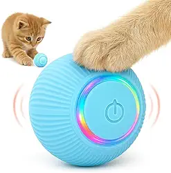 Bola Giratória Inteligente Brinquedo Pet Gatos e Cachorros, Interativo, Estimulante e antiestresse, Silicone, Diversão e Entretenimento, Bolinha Automática com Movimento (Azul)