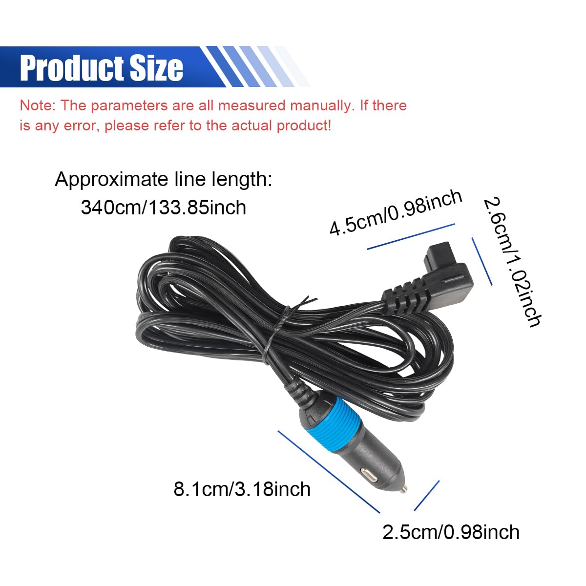 DC Power Cord Cable, 11.2Ft 12V/24V for Car Refrigerator Car Fridge Freezer, Mini Fridge Cool Replacement Power Extension Cable, Compatible with Portable Freezer Compressor Cooler