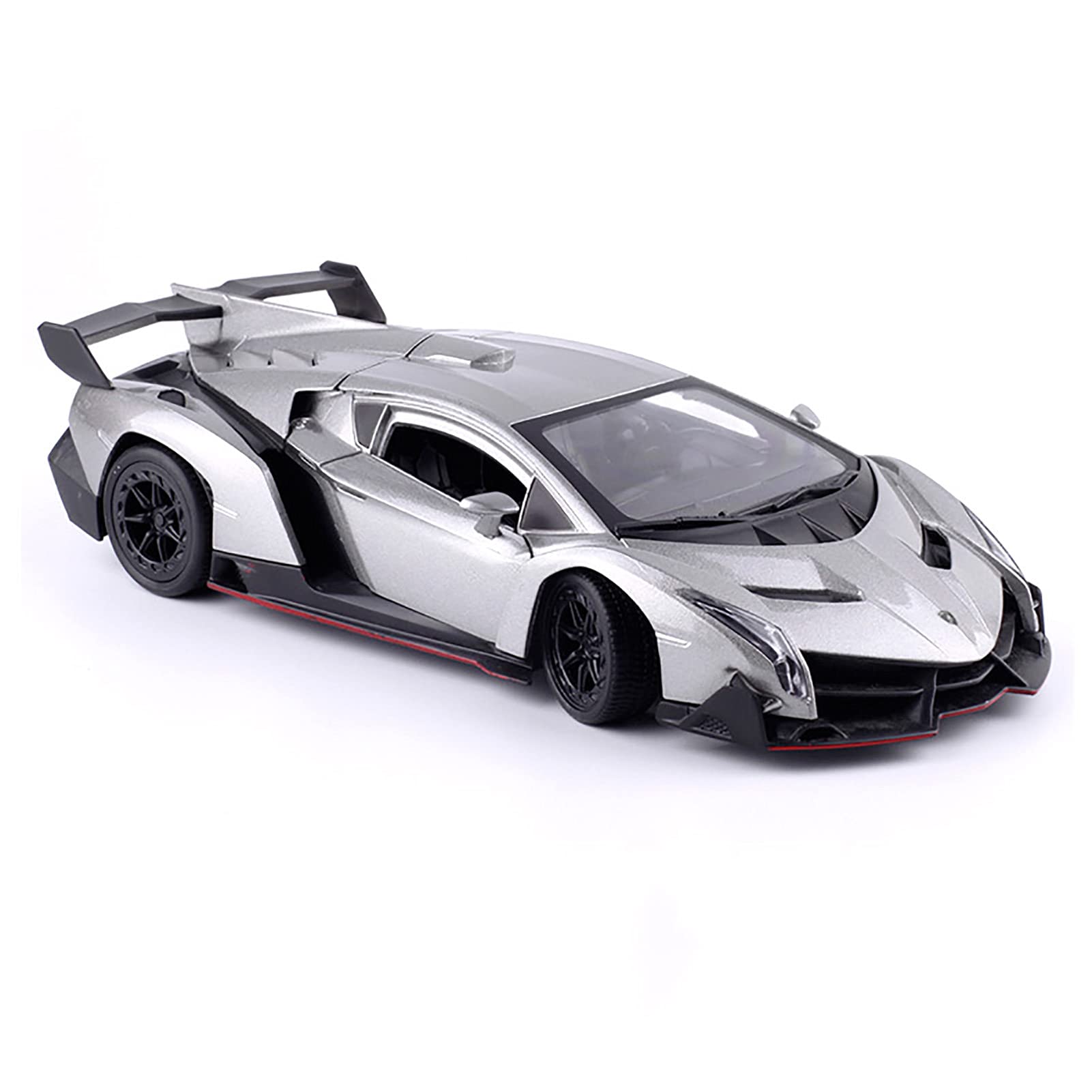 WangXLDD Modello di Auto da Corsa Super, Compatibile con Lamborghini Veneno Roadster, Lega da Corsa in Scala 1/24 modellino di Auto Giocattolo da Collezione per Ragazzi (Silver)