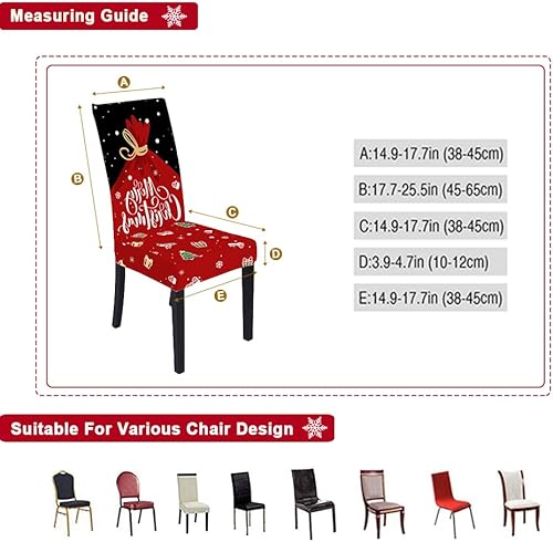 Miniatura 5 de XMNTG Juego de 6 fundas para sillas de comedor de Navidad, fundas elásticas para sillas Parsons impresas, decoración navideña, extraíble,