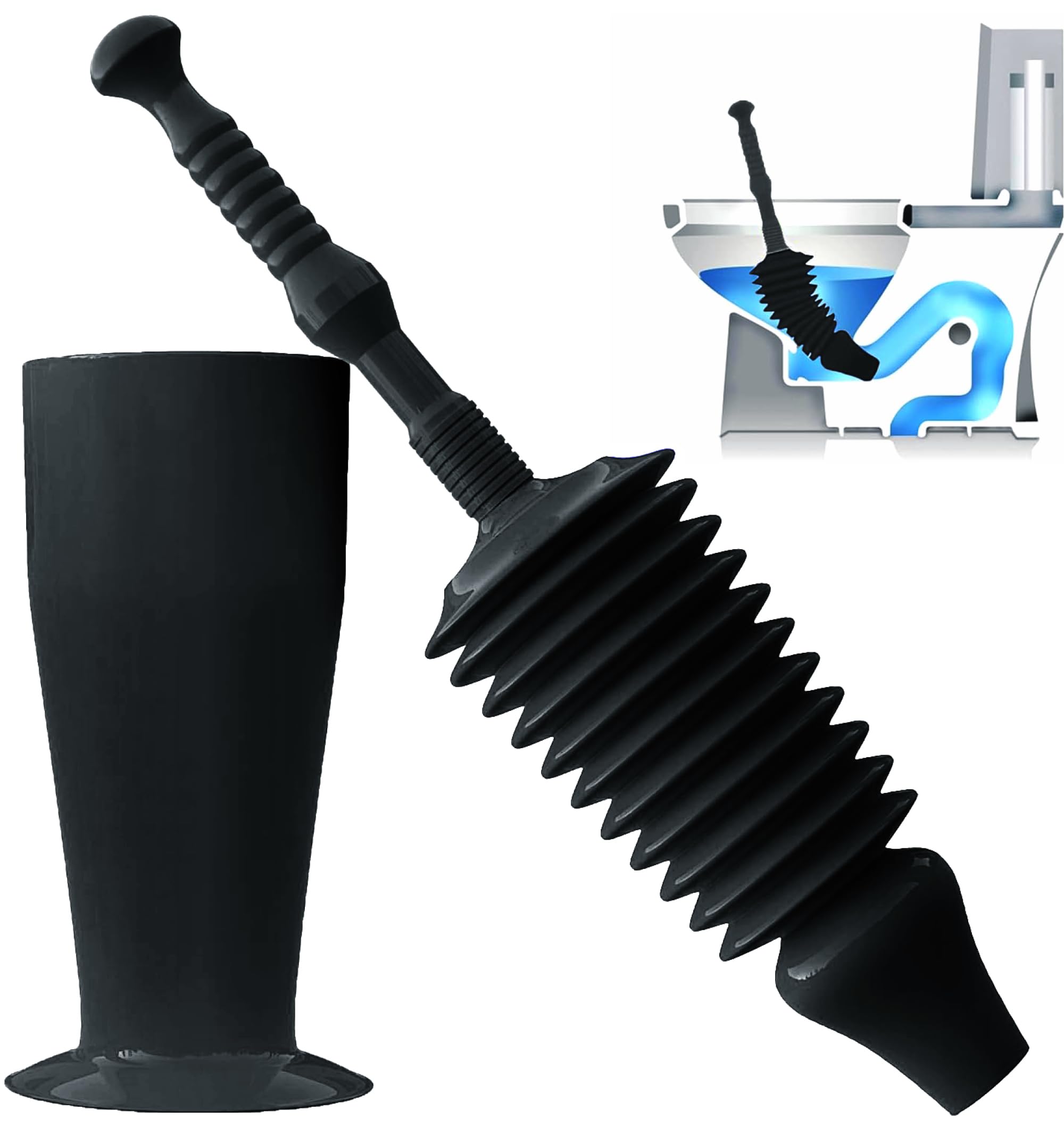 Luigi's World's Best Plunger, Unclogger Tools for Unblocking Toilet, Heavy Duty Plungers with Unique Unblocker Design