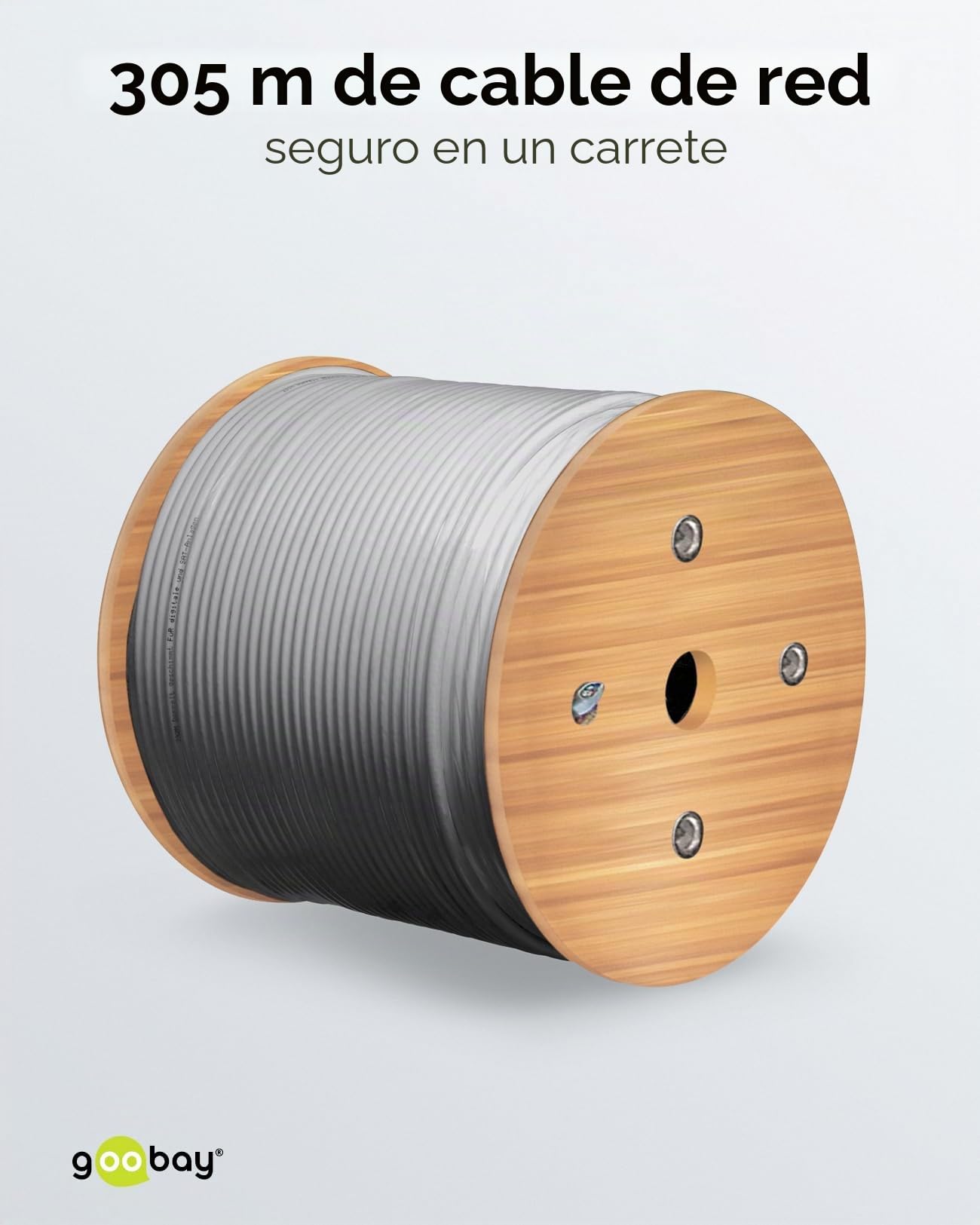Goobay 96095 Cable de red CAT 6 A cable de instalación 305m CAT 6A cable de conexión S/FTP cable Ethernet sin halógenos sin enchufe Cable LAN gris 350 metros