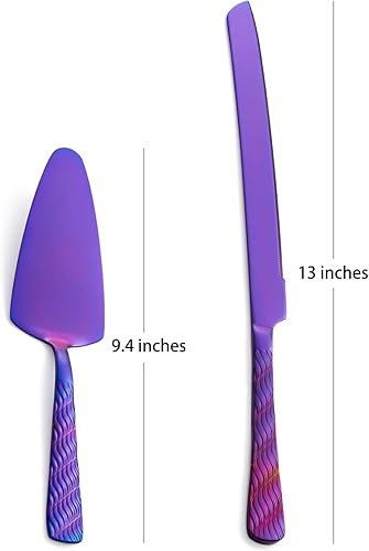 Miniatura 8 de FULLYWARE Juego de corte de pastel negro, juego de cuchillo y servidor de acero inoxidable, juego de cortador de pastel para bodas, cumpleaños,