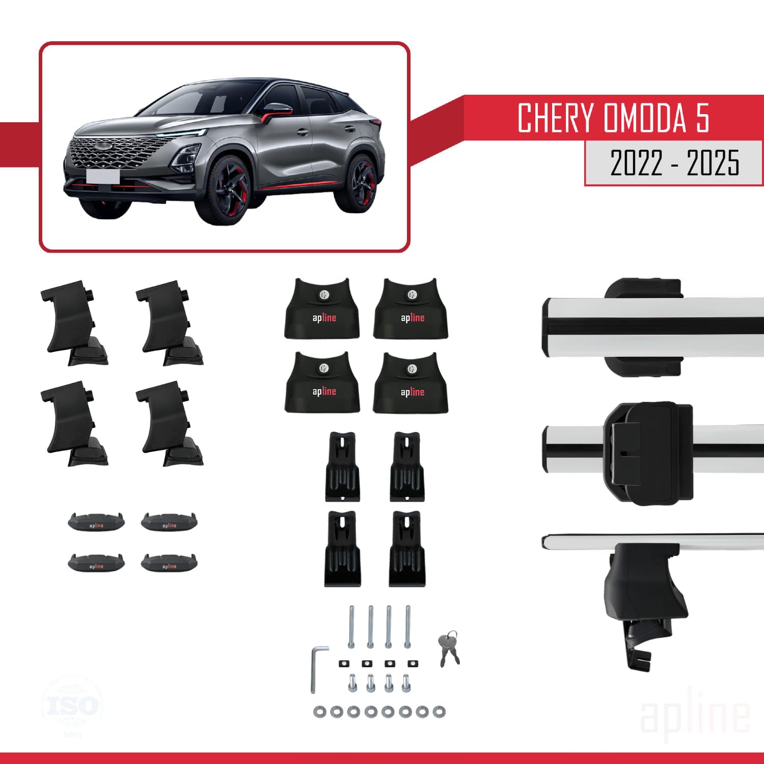 Portapacchi Ace-2 Per SsangYong Torres 2022-2025 – Barre Tetto In Alluminio Grigio, Carico Max 75 Kg