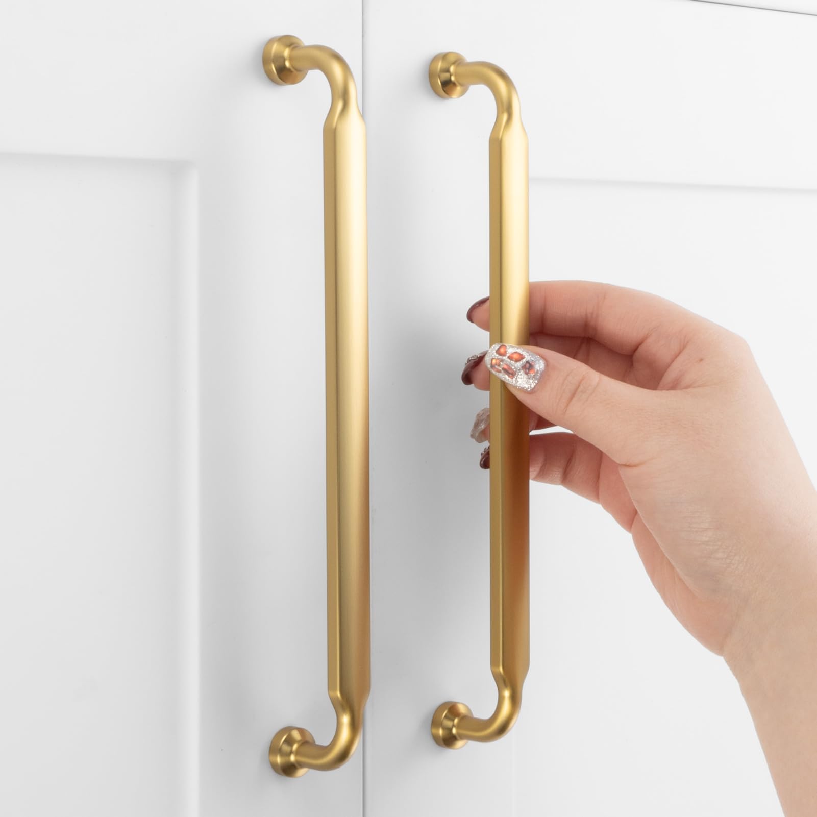 ASKANO 5 Pack 7-1/2 Inch Hole Centers, Brushed Gold Cabinet Pulls Gold Cabinet Handles Gold Kitchen Hardware for Cabinets ZP2302 Drawer Bedroom
