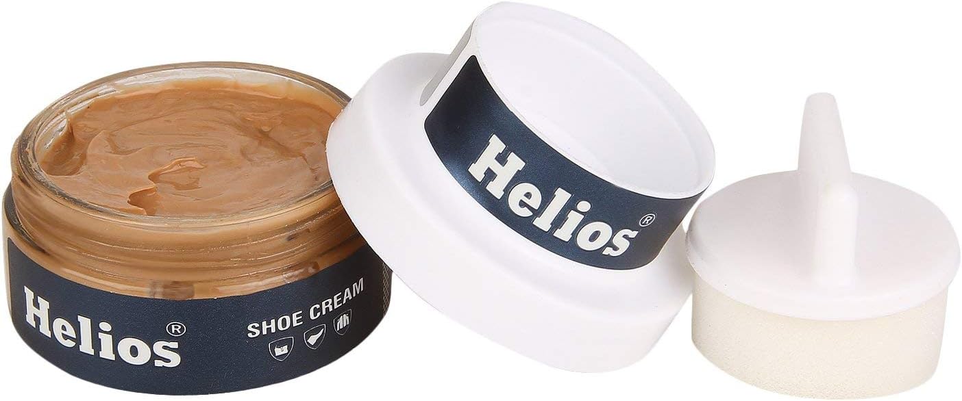 Helios Shoe Cream with applicator | Shoe Polish for Leather | Boot, Purse, Belt, Handbag, Jacket | Leather Conditioner | 48 GM