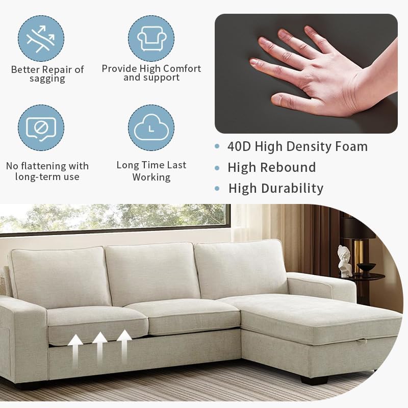 22"x22" Couch Cushion Support for Sagging Seat 40D Sofa Furniture Seat Cushion Sagging Repair Curved High Density Foam Replacement for Sectional Loveseat Chair (3)