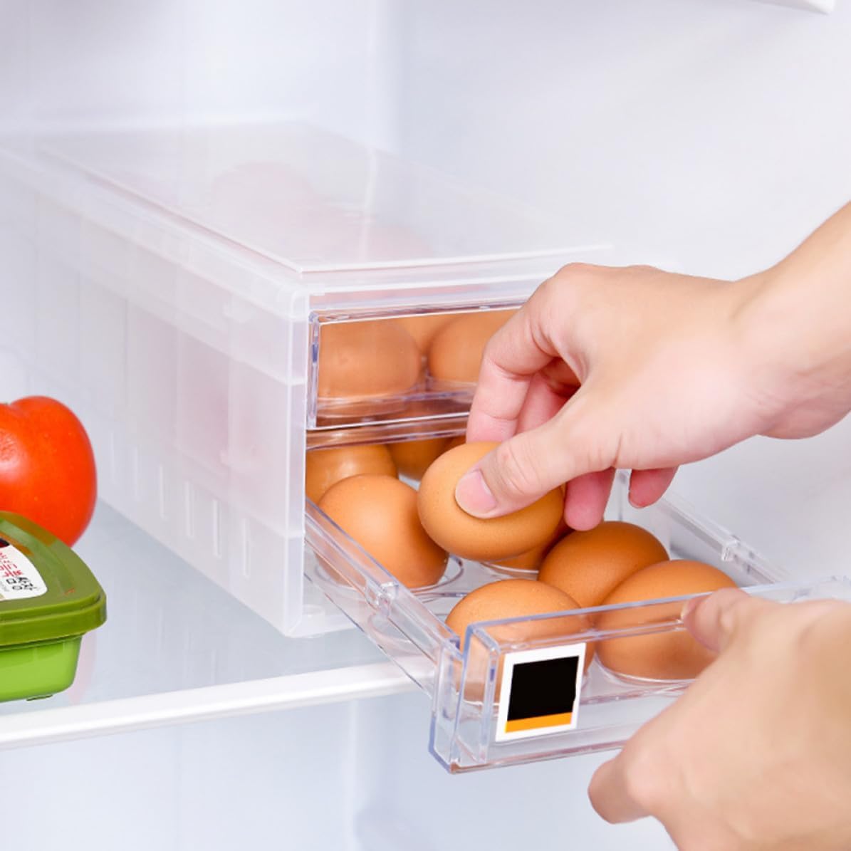 PP Egg Storage Box 24 Grid Double Layer Drawer for Kitchen