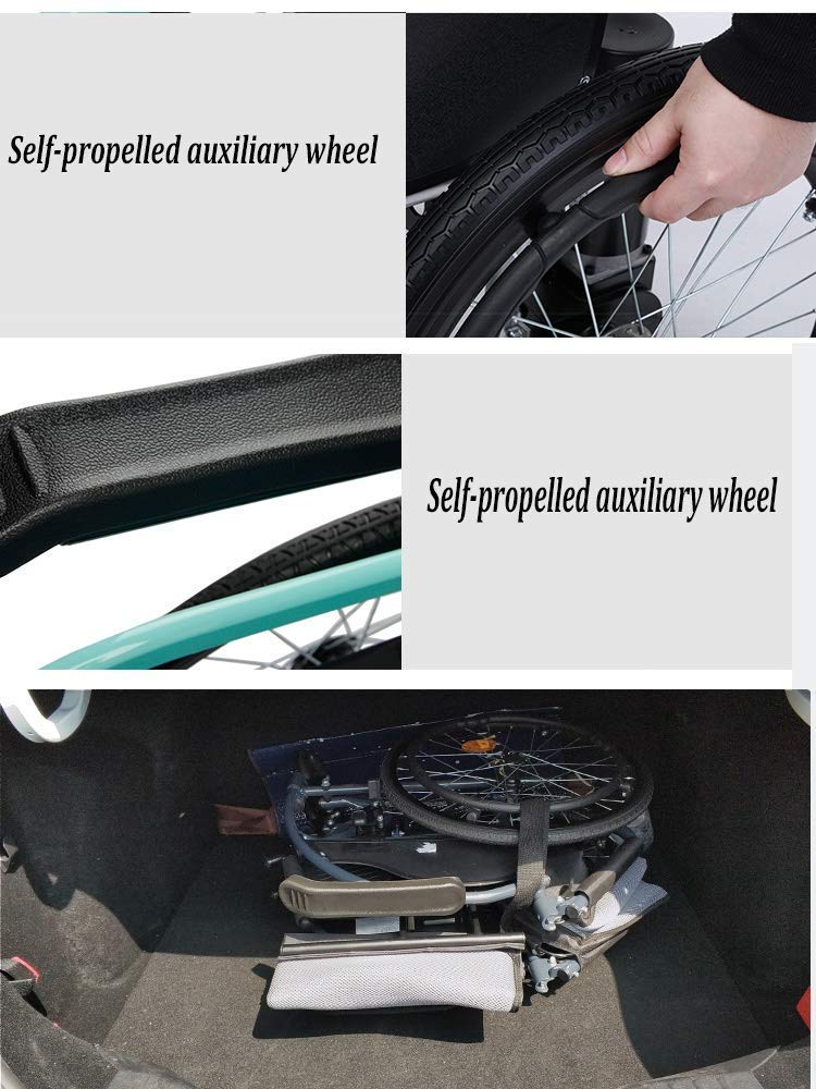 Wózki inwalidzkie transportowe lekkie składane, wózek inwalidzki ze stopu aluminium o dużym obciążeniu dla dorosłych, osób starszych niepełnosprawnych (B)