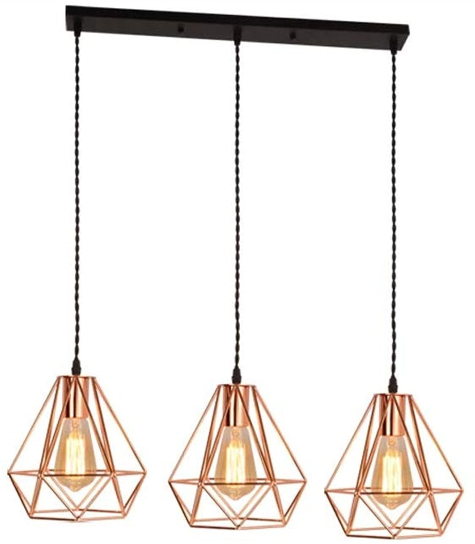 Suspension industrielle vintage cage diamant pour illuminer chaleureusement votre cuisine