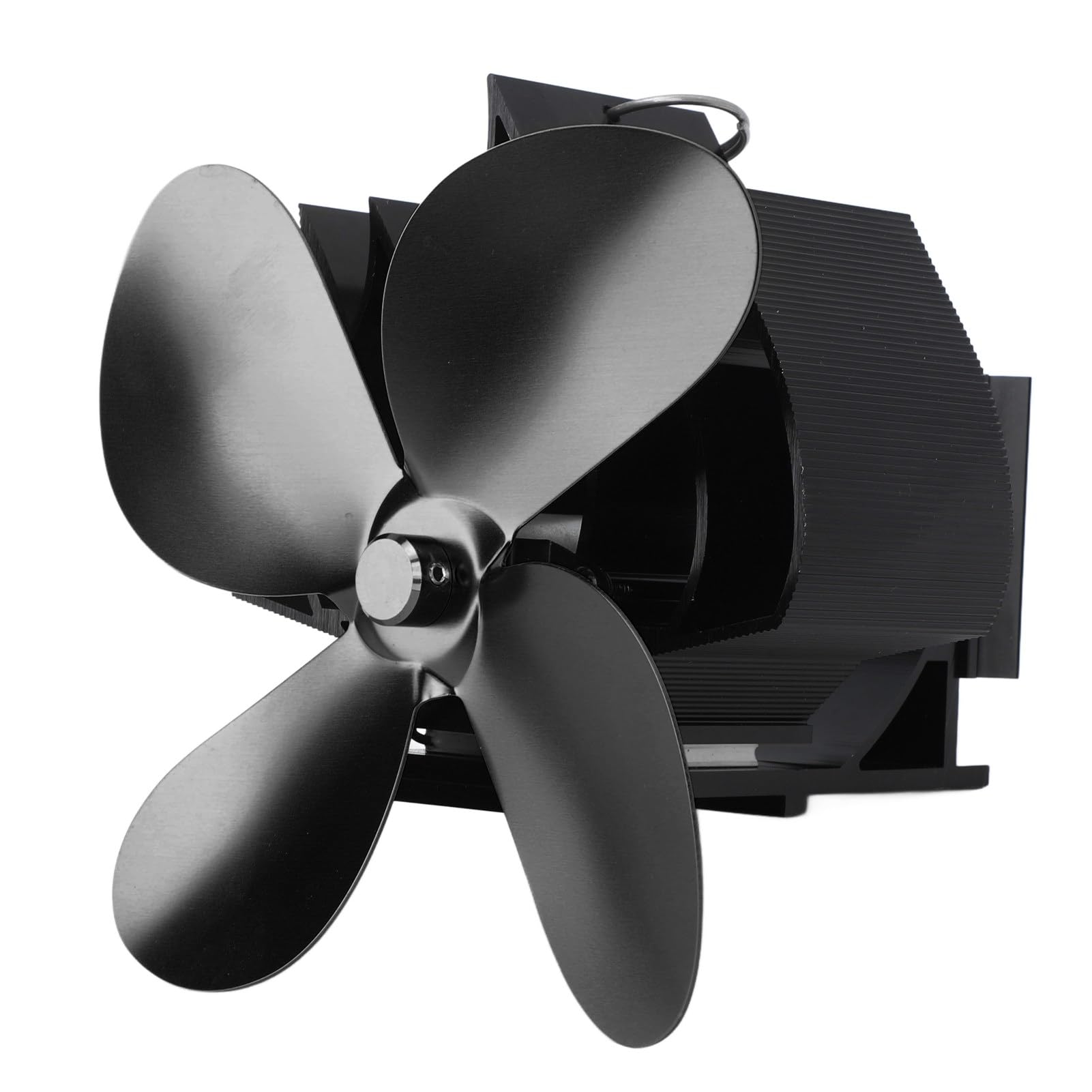Jeanoko Ventilatore per Camino a Parete Alimentato a Calore con 4 Pale per un Riscaldamento Domestico efficiente. Lega di Alluminio da 1,7 Libbre (Nera)