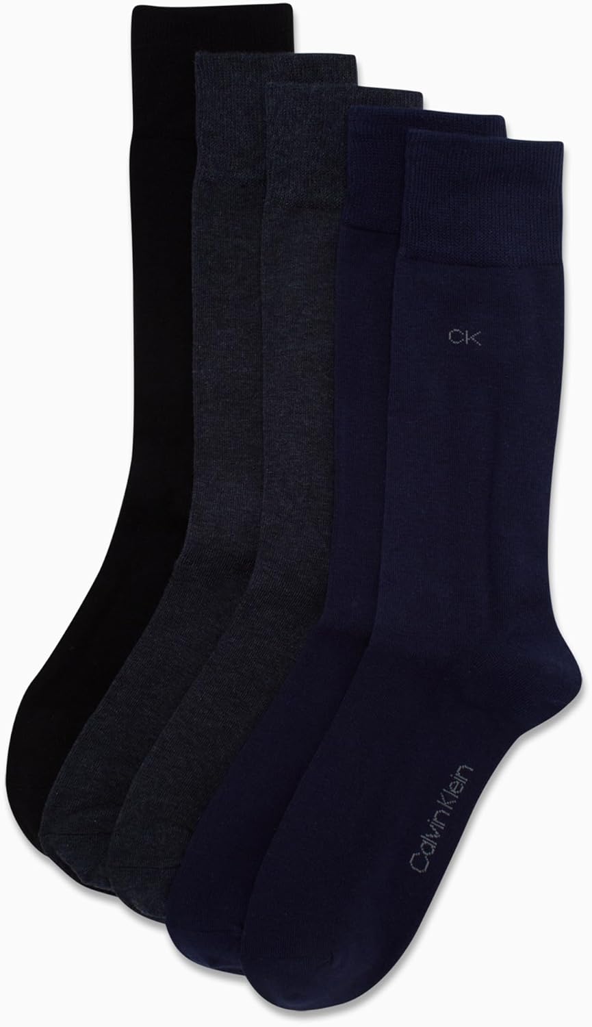 Calvin Klein Mens Dress Socks - 5 Pairs Soft Cotton Blend Crew Socks for Men - Classic Comfort Stay Up Cuff Mixed Pattern - Image 4