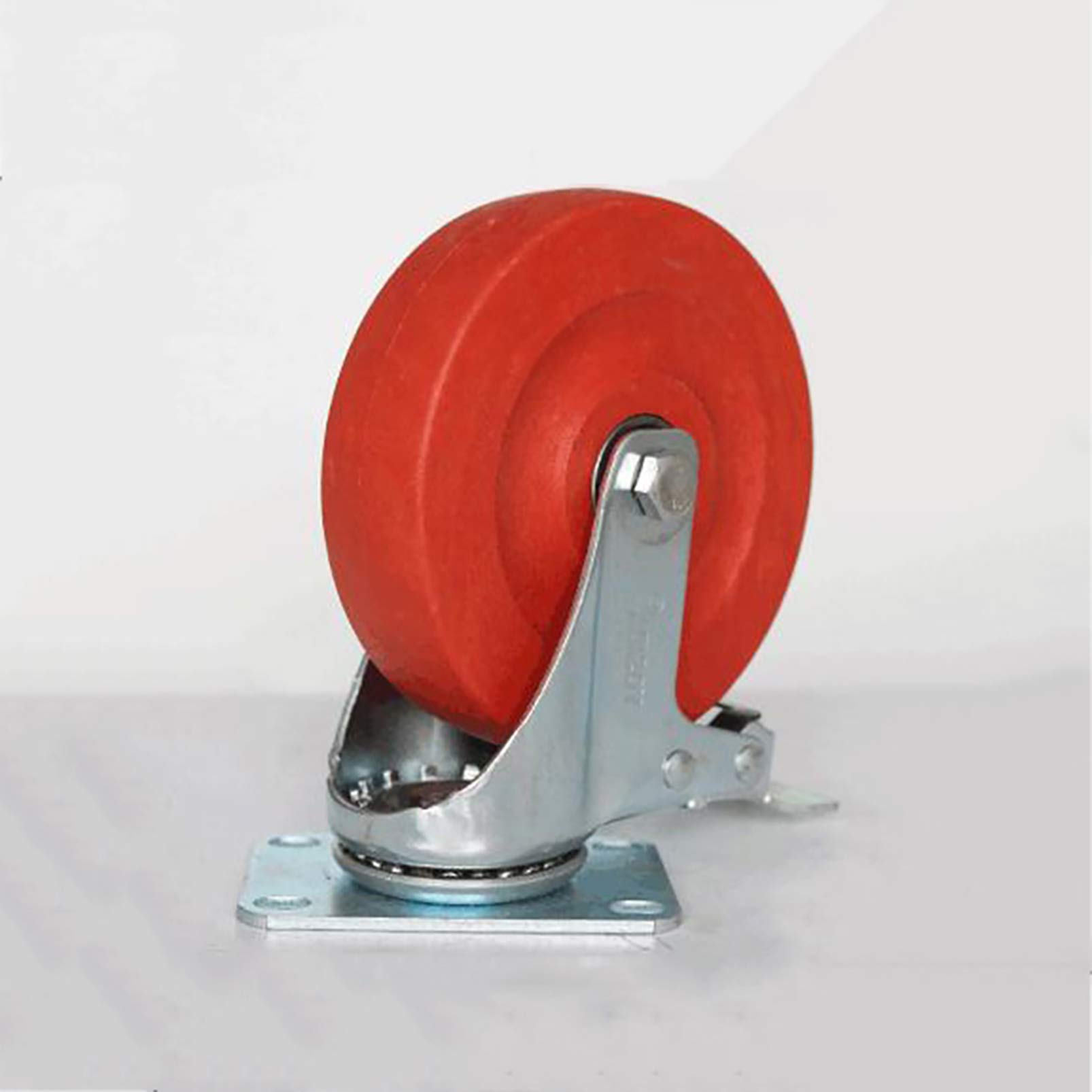 Nylon Rosso da 3 Pollici e 4 Pollici Rotelle Pivotanti con Piastra Superiore a 360 Gradi, Ruote Industriale con Freni, Resistenza alle Alte Temperature, capacità di carico di 100 kg