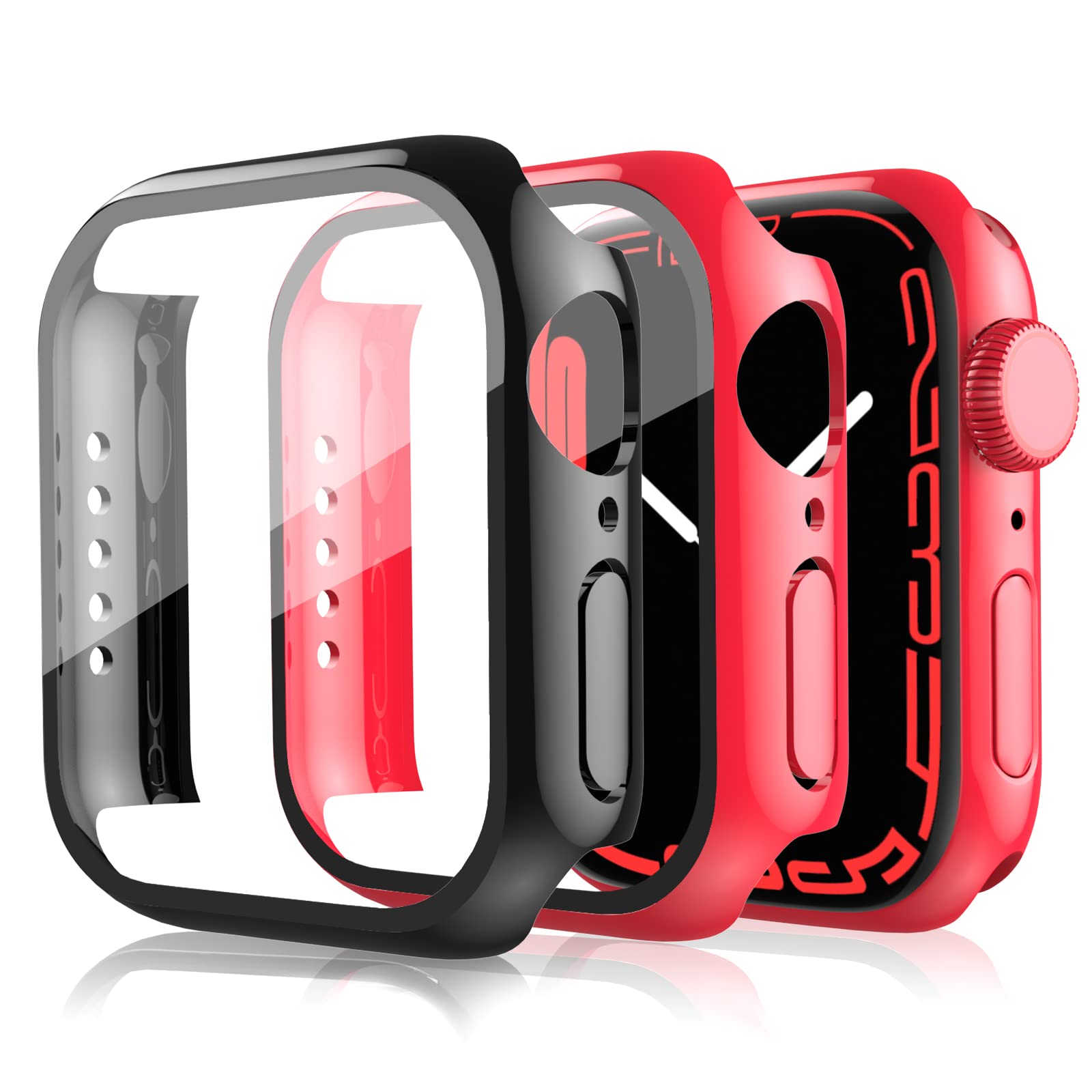 2 pezzi] Compatibile con Apple Watch Series 7 45 mm Pellicola Protettiva,  Custodia rigida con pellicola protettiva in vetro ultra sottile in PC, iWatch  7 Cover Custodia (Nero*1+Rosso*1, 45mm) : Amazon.it: Elettronica