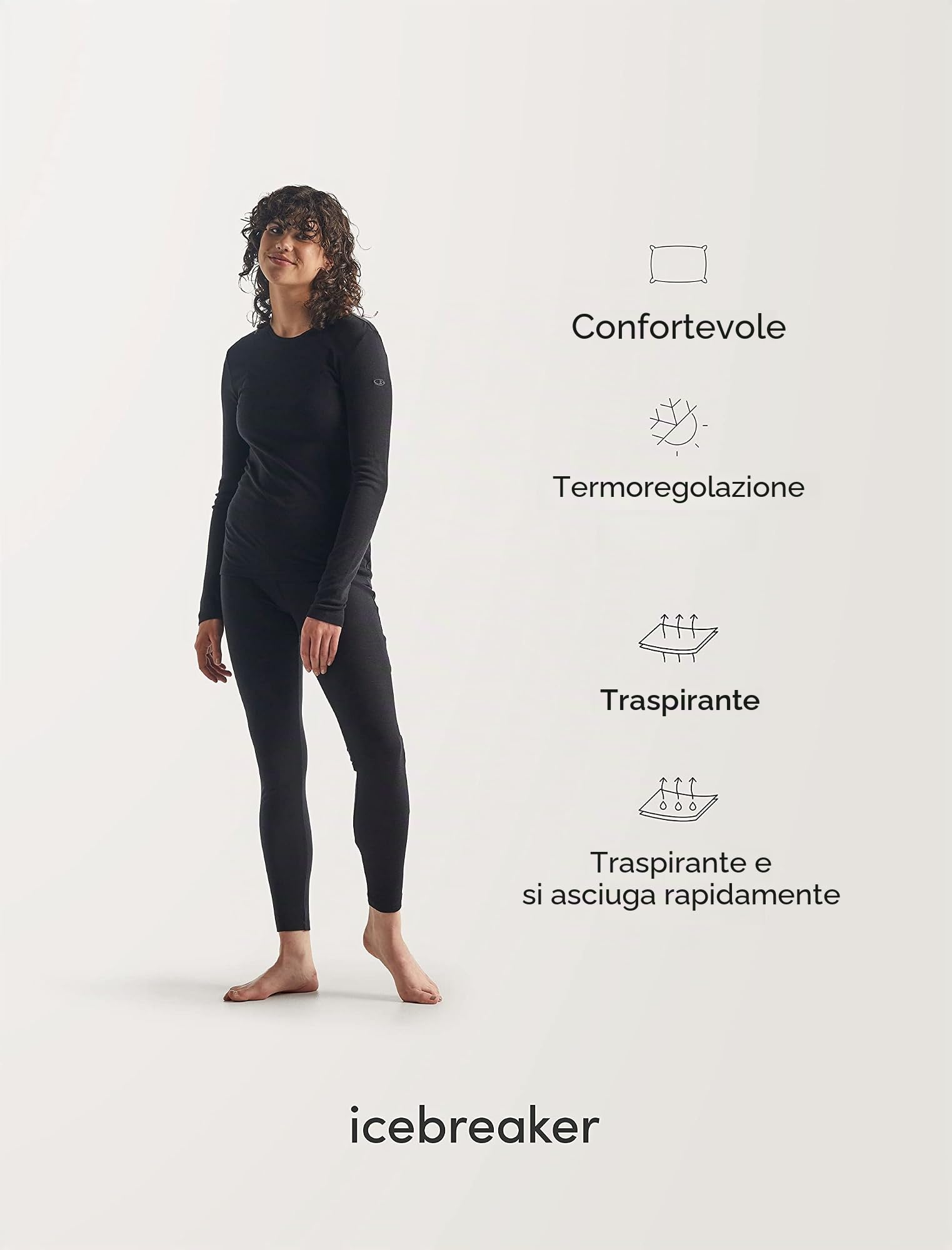 Icebreaker 200 Oasis LS Crewe, Capo Intimo Tecnico Donna